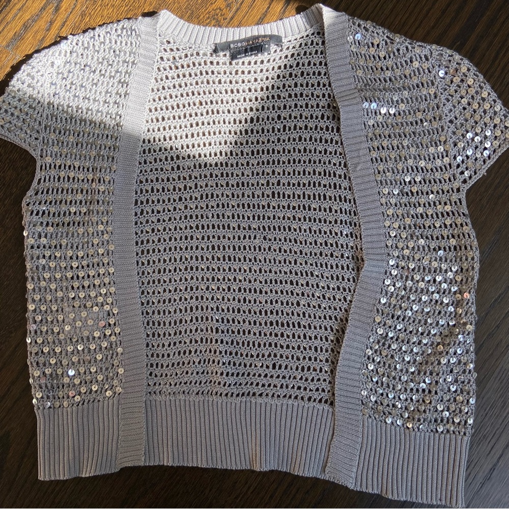 Silver Sequin Crop Cardigan 🪩 BCBG